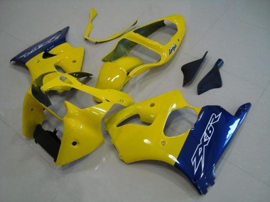 Kawasaki ZX6R 2000-2002 Motorrad Verkleidungen - Gelb Blau