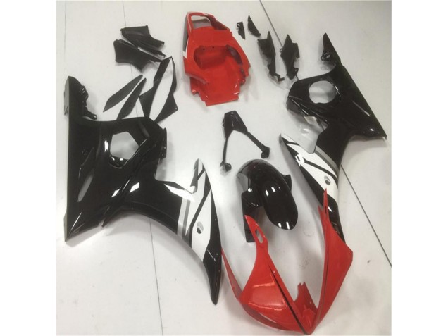 Yamaha R6 2003-2005 Motorrad Verkleidungen - Rot Schwarz Weiß