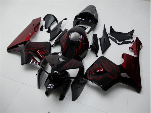 Honda CBR 600 RR 2005-2006 Motorrad Verkleidungen - Rot Flamme Schwarz