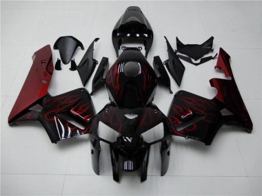 Honda CBR 600 RR 2005-2006 Motorrad Verkleidungen - Rot Flamme Schwarz