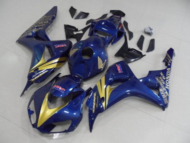 Honda CBR 1000 RR 2006-2007 Motorrad Verkleidungen - Dunkel blau mit goldenen Streifen