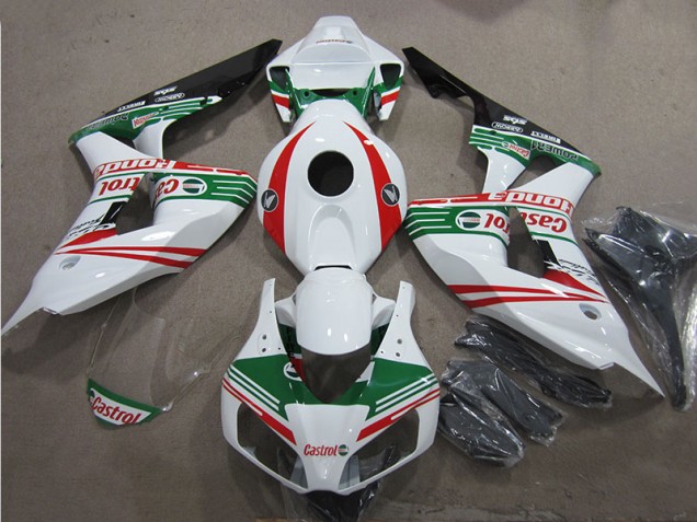 Honda CBR 1000 RR 2006-2007 Motorrad Verkleidungen - Weiß Grün Rot Castrol