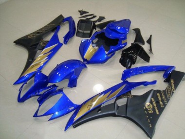 Yamaha R6 2006-2007 Motorrad Verkleidung - Schwarz Blau mit Gold Aufkleber