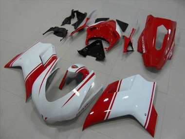 Ducati 848 1098 1198 2007-2014 Motorrad Verkleidungen - Weiß Und Rot Rennen Version