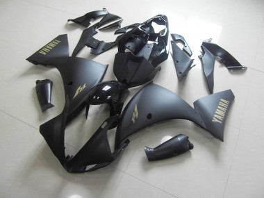 Yamaha R1 2009-2011 Motorrad Verkleidungen - Matt Schwarze und goldene Aufkleber